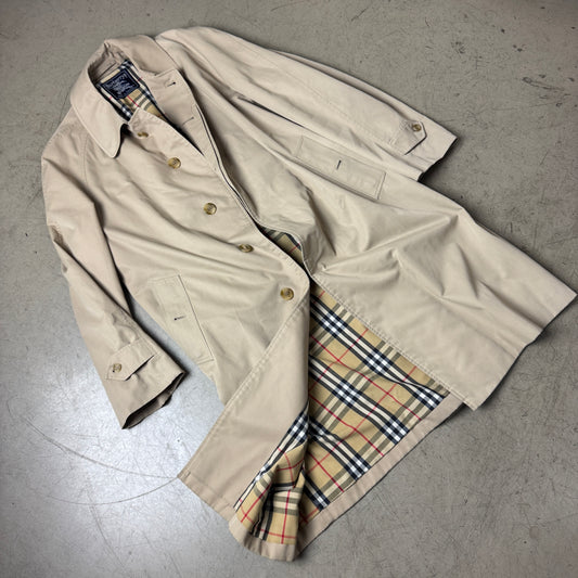 (L) Vintage Burberry Trench Coat Mantel beige creme