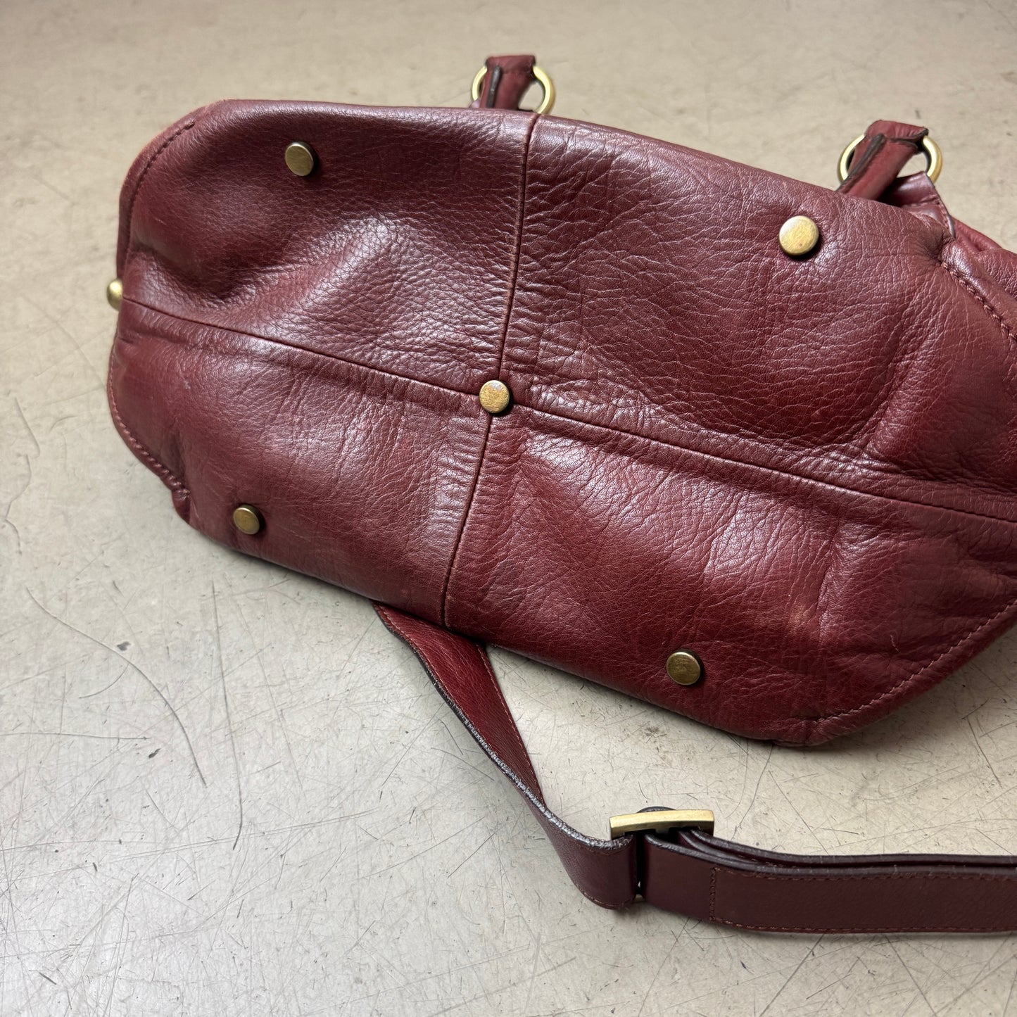Abro Leder Umhänge-Tasche dunkelrot Burgundy