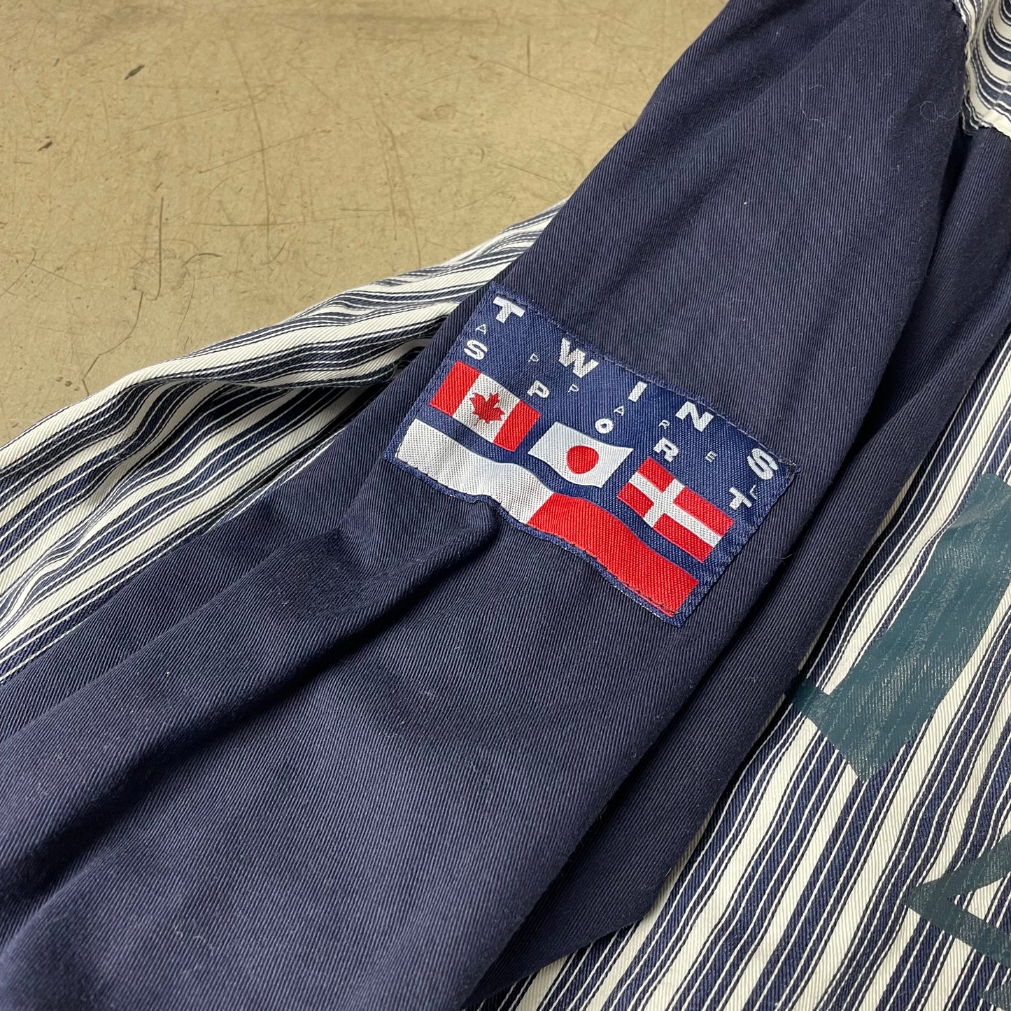 (XL) 1990s Twins Apparel NY Yankees Pin Striped Baseball Hoodie blau weiß