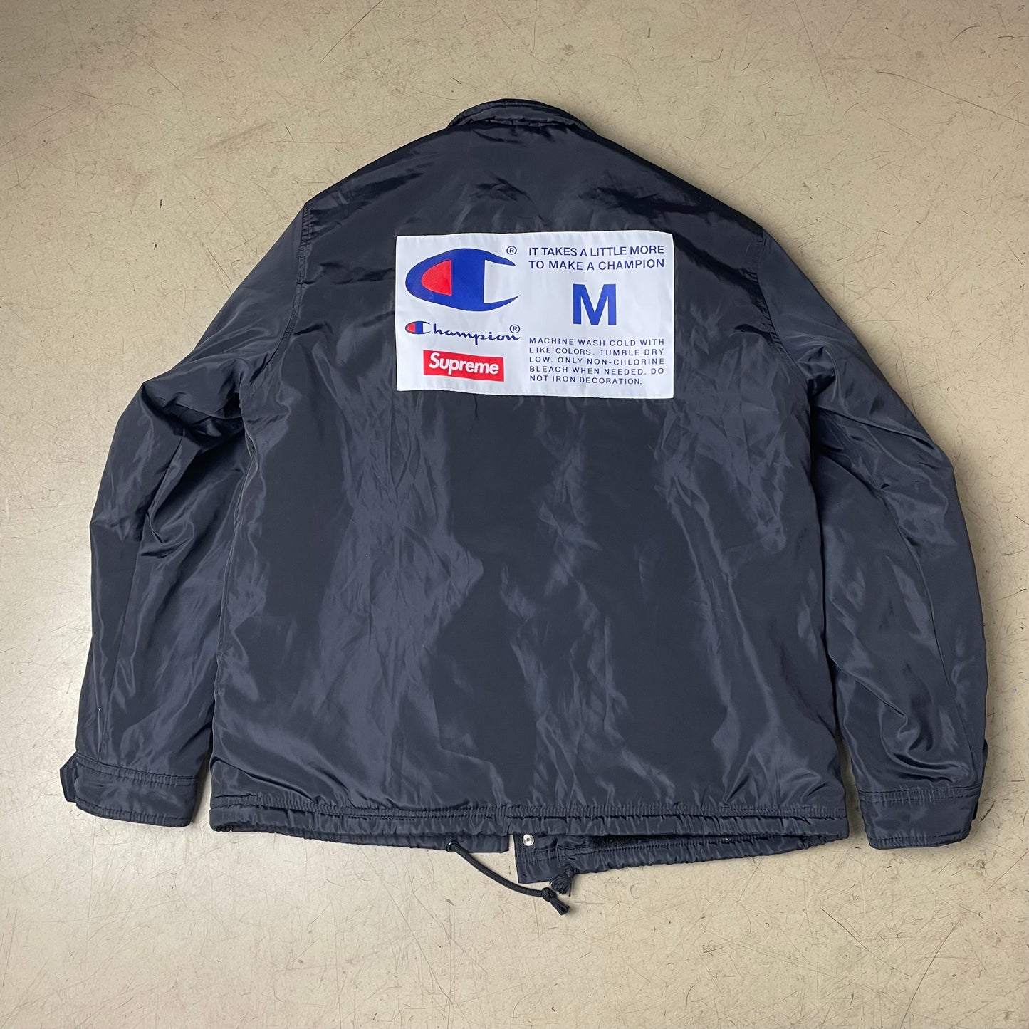 (M) Supreme x Champion Windbreaker Harrington Jacke gefüttert schwarz