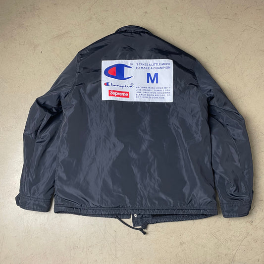 (M) Supreme x Champion Windbreaker Harrington Jacke gefüttert schwarz