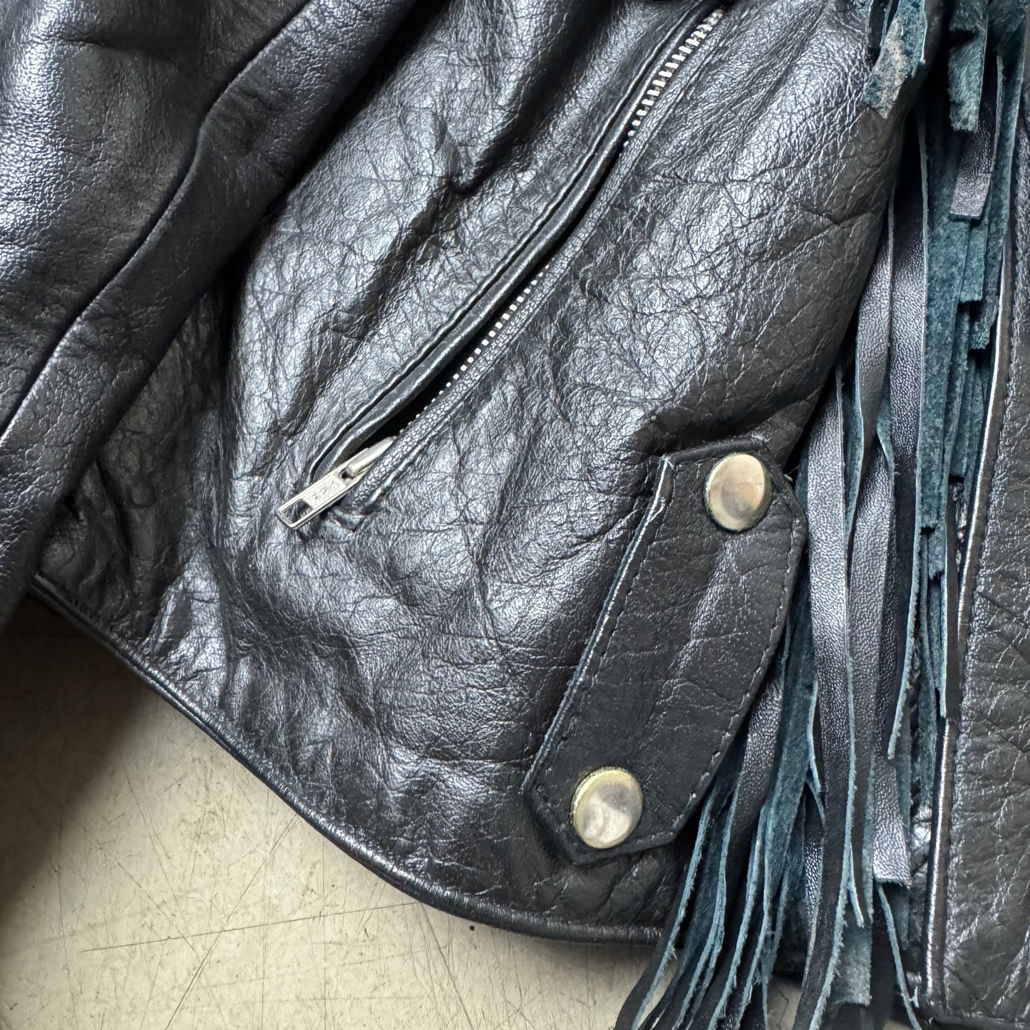 (L-XL) Western Biker Lederjacke schwarz