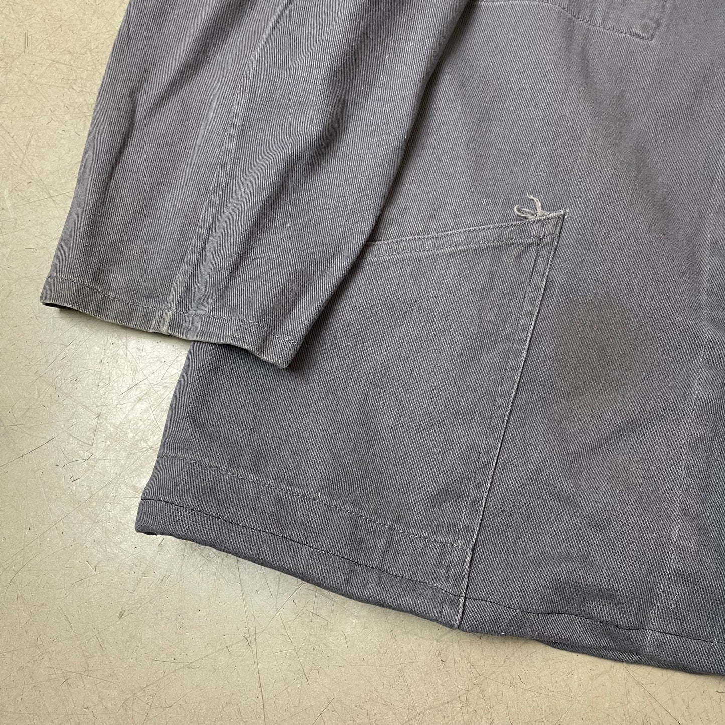 (XL) Vintage French Euro Chore Workwear Shirt Reverskragen grau