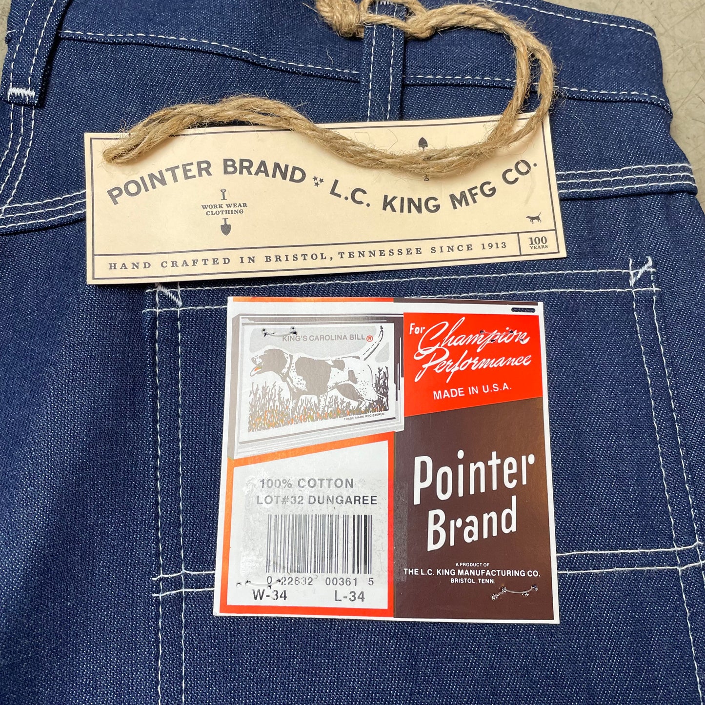 (L) Pointer Brand US Workwear Carpenter Denim Jeanshose Navy W34L34