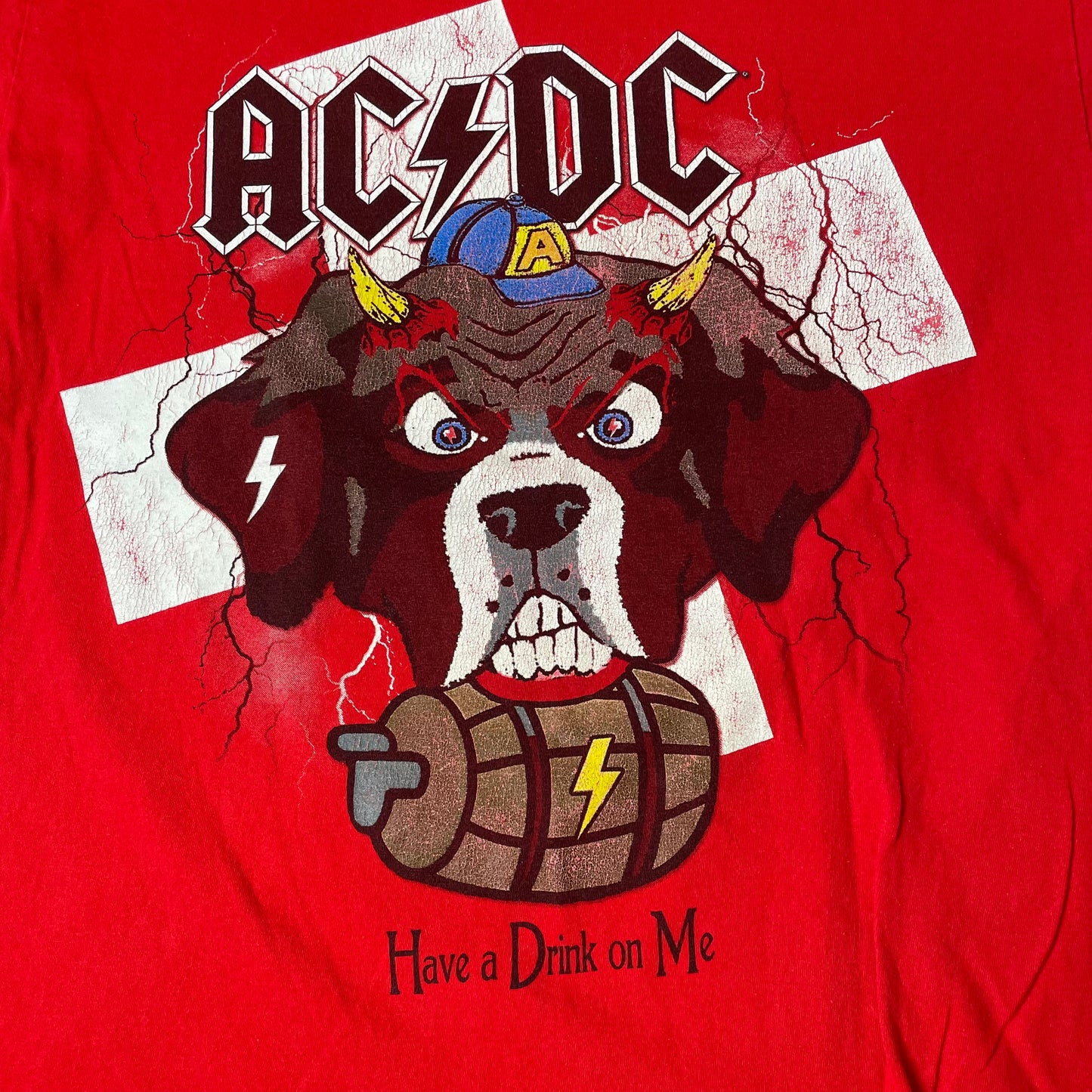 (M-L) Acdc Band Tour tshirt Zurich Switzerland 2015 rot