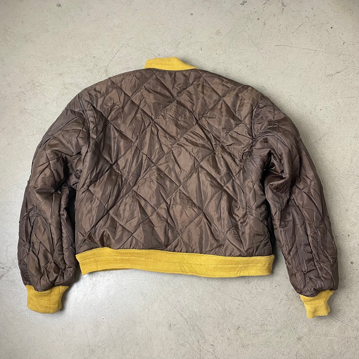 (L) Vintage Southpole Cropped Bomberjacke Wendebar braun gelb