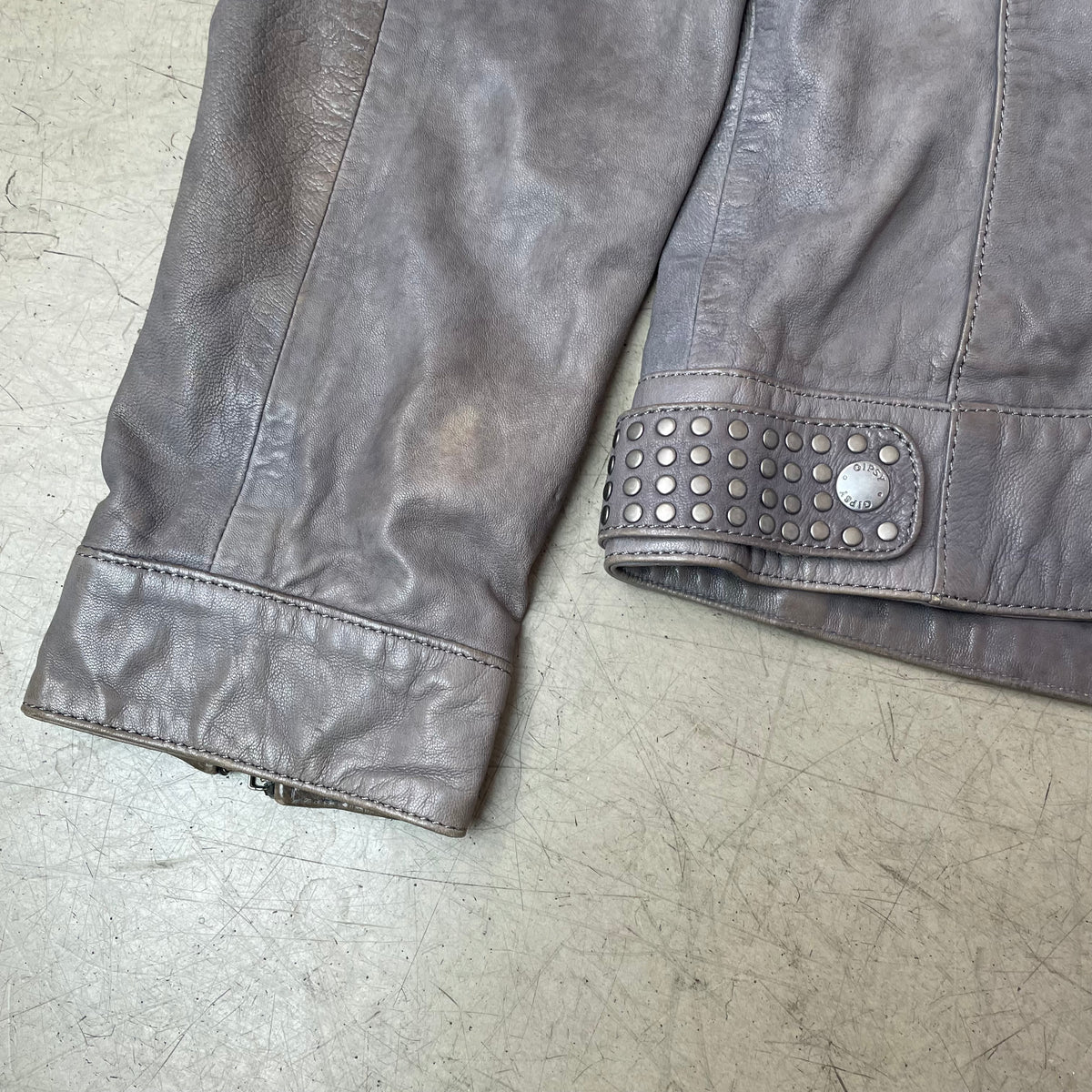 (L) Gipsy Biker Lederjacke grau Damen