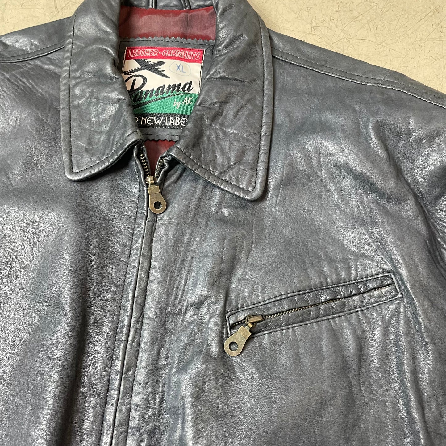 (L-XL) Vintage Bomber Lederjacke schwarz