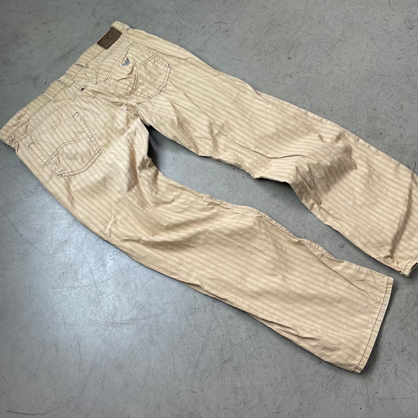 (XL) Vintage Armani Jeans Stoffhose beige Striped breit W38