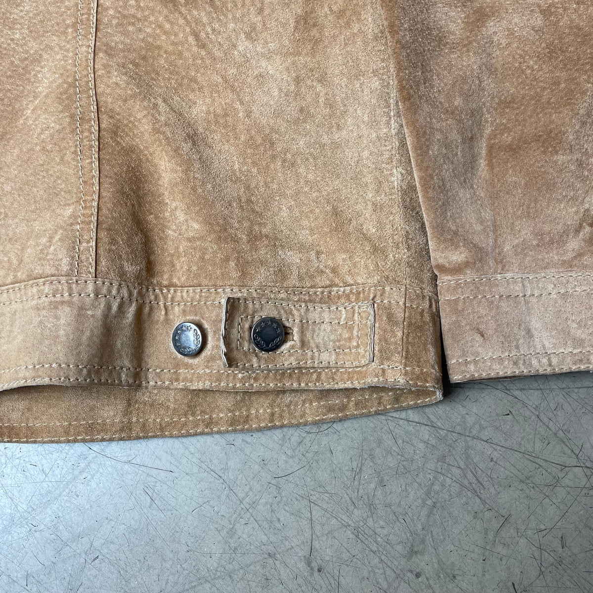 (S) Vintage Wildleder Trucker Jacke beige camel braun