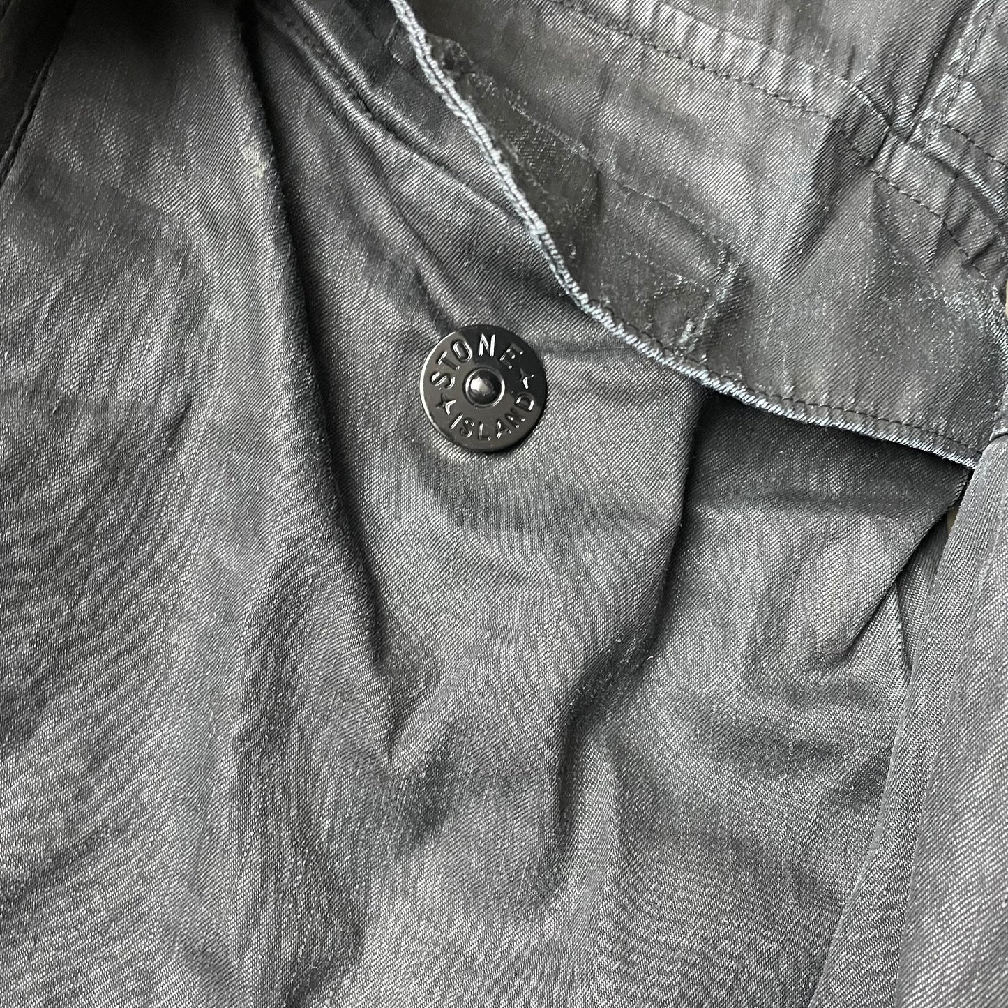 (M-L) Stone Island AW 2008 Lino Tela Hooded Jacket Waxed Cotton Black