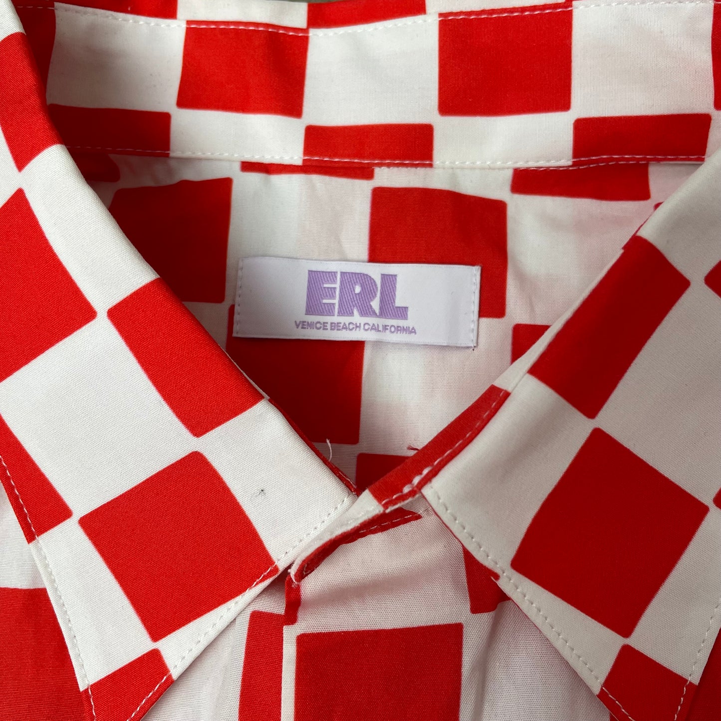 (M) ERL Checkerboard Hemd Kurzarm rot weiß kariert