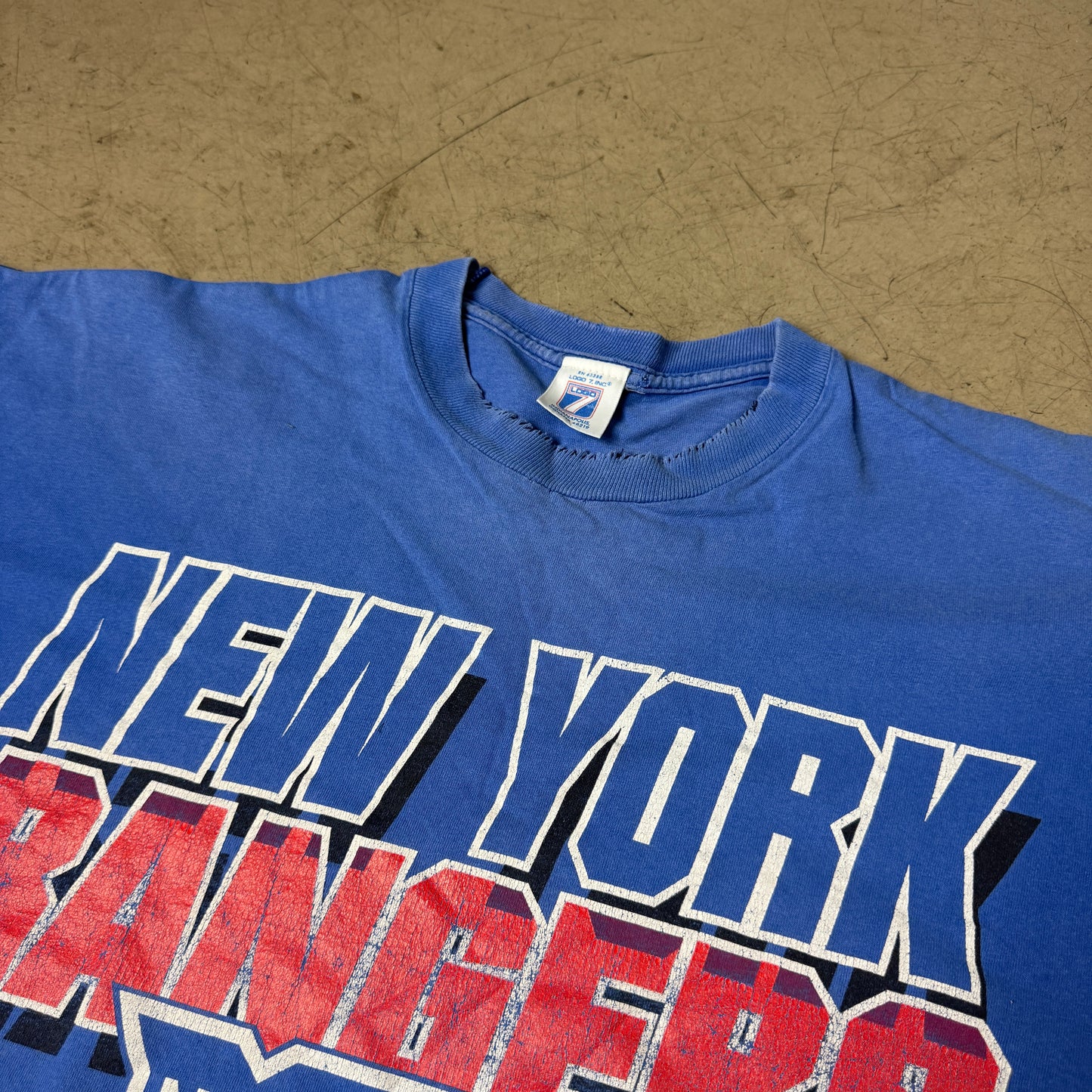(XXL) Repaired New York Rangers Tshirt Faded Blau