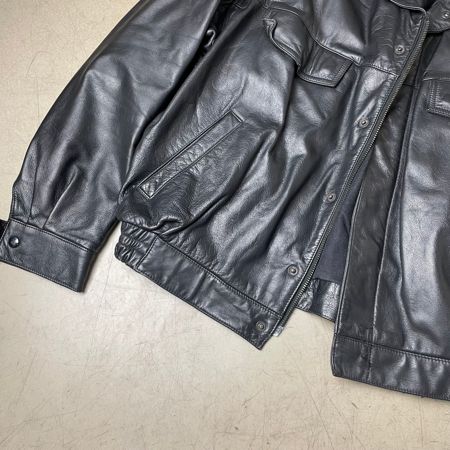 (L-XL) Vintage Striva Polizei Lederjacke schwarz 52