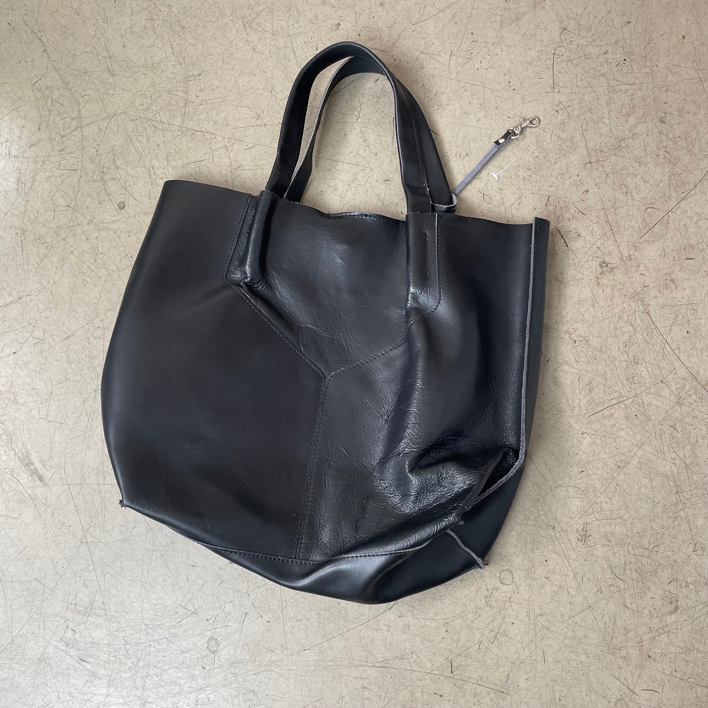 Vintage Leder Tote Bag Shopper Tasche schwarz