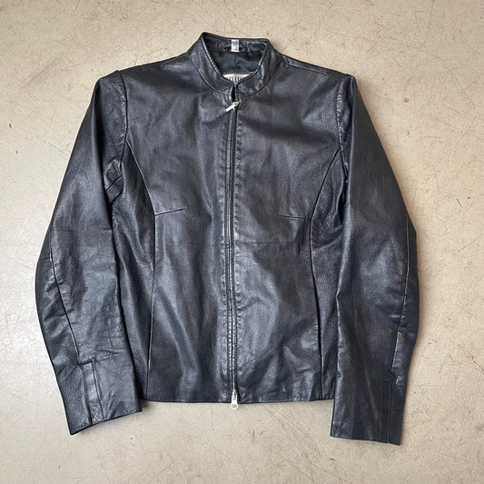 (S) Vintage Helline Lederjacke schwarz cropped