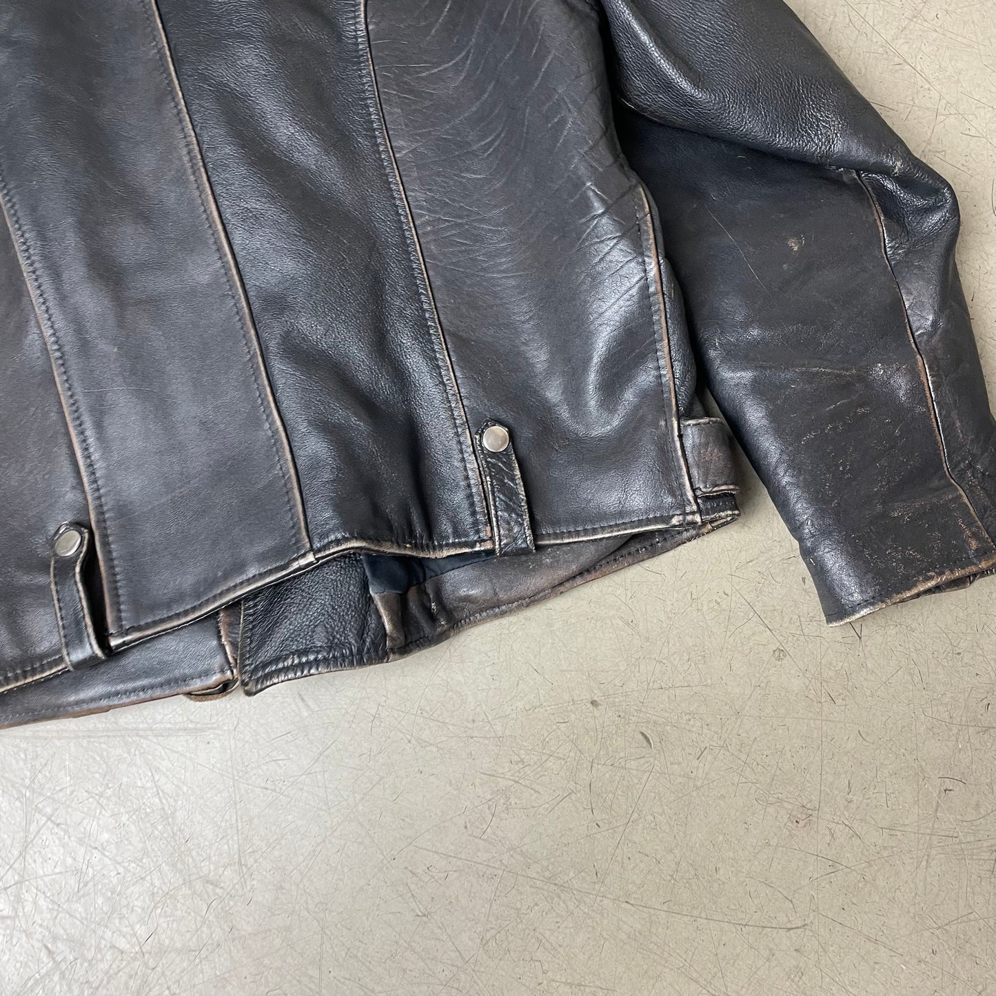 (M) Vintage Biker Lederjacke schwarz