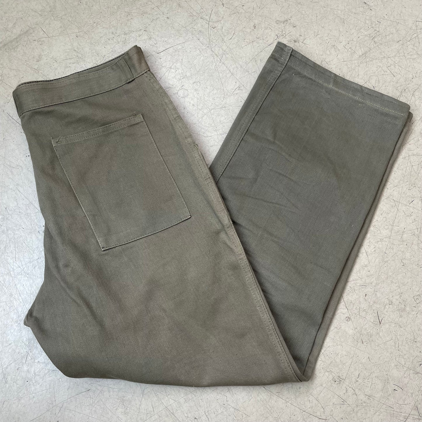 (L) 1970s Front Pocket Utility Fatigue Pants Workwear olivgrün