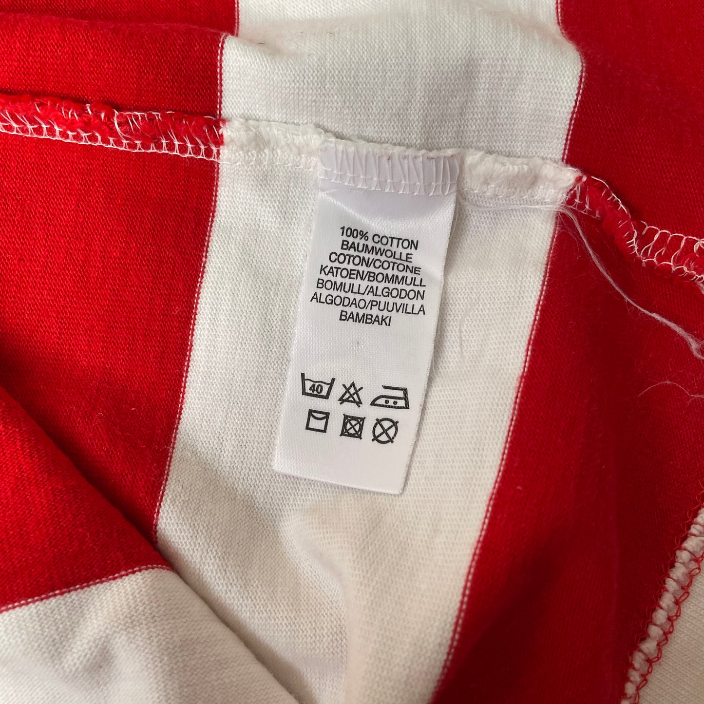 (L) Burberry Rugby Langarm Polo Longsleeve Shirt Rot Weiß gestreift