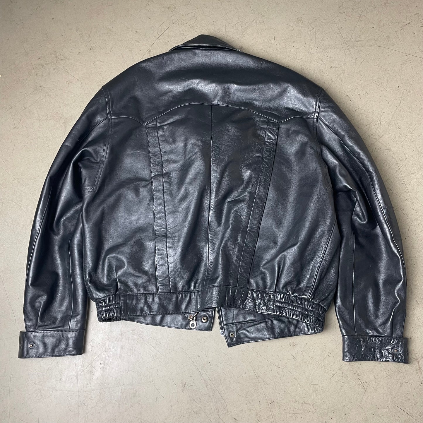 (L-XL) Vintage Striva Polizei Lederjacke schwarz 52