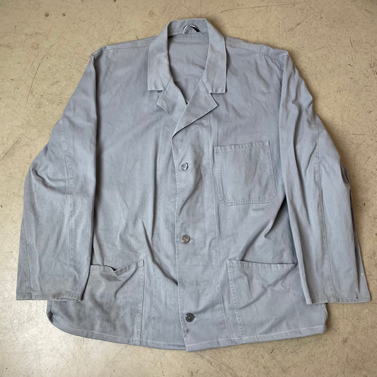 (XL) Vintage French Euro Work Chore Shirt grau Reverskragen
