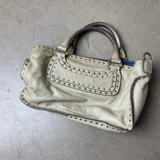 Liebeskind Berlin Leder Handtasche Bag Creme beige blau klein Nieten