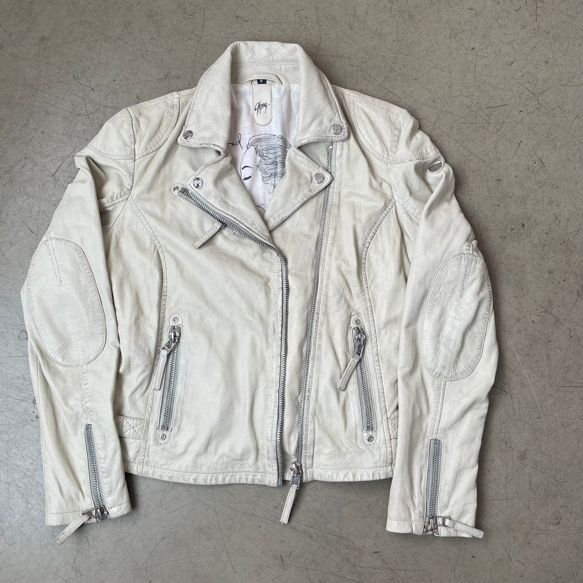 (M) Gipsy Lederjacke Biker Damen weiß