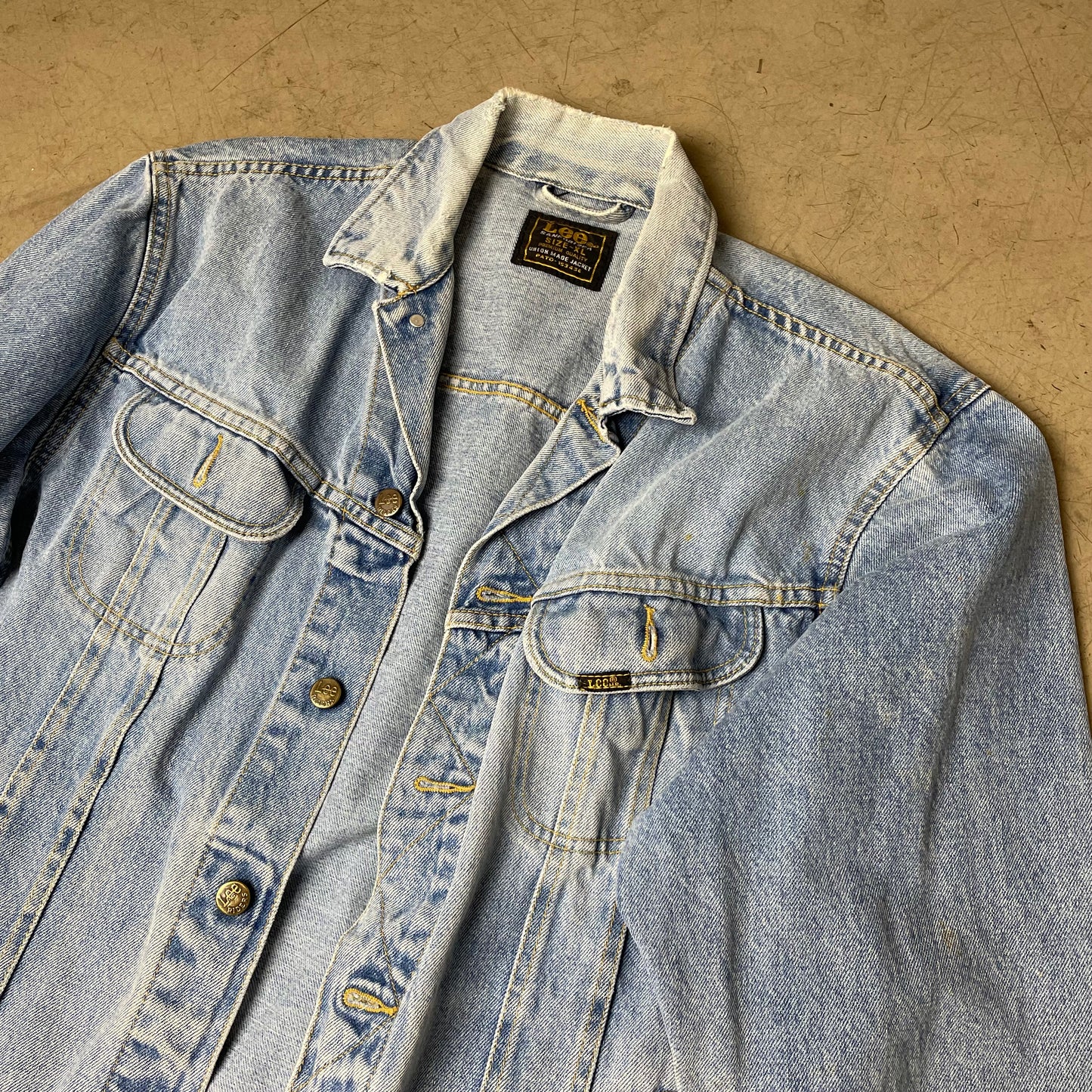 (XL) Vintage Lee Sanforized Union Made Denim Jacket Jeansjacke blau