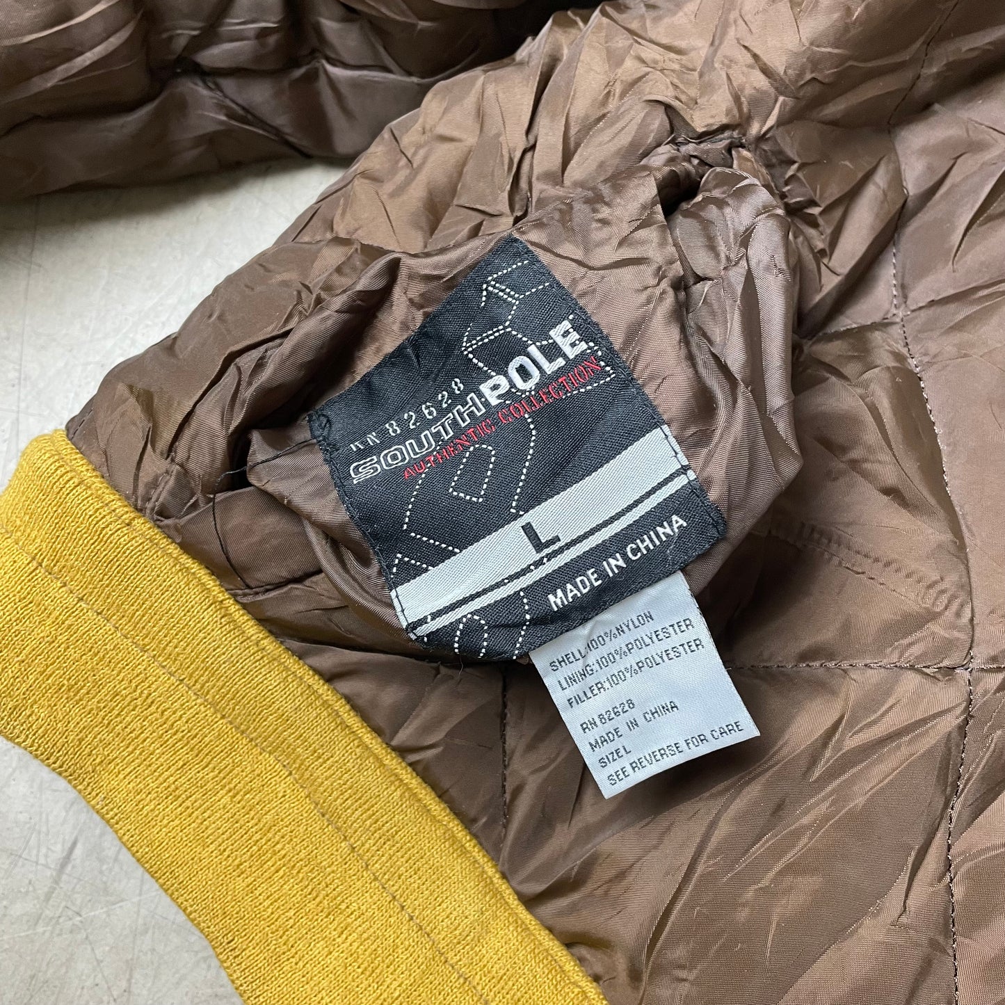 (L) Vintage Southpole Cropped Bomberjacke Wendebar braun gelb