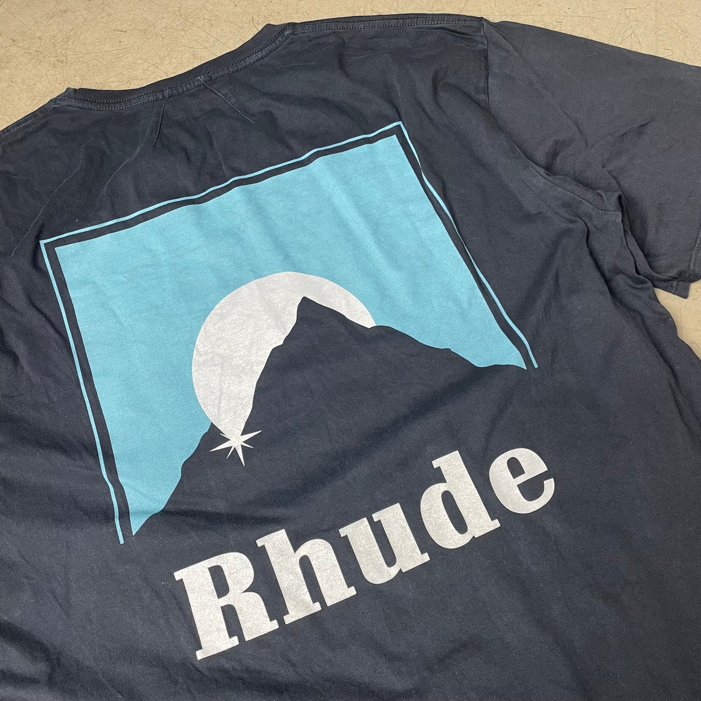 (XL) Rhude Mountain Vintage Print Tshirt schwarz türkis Weiß