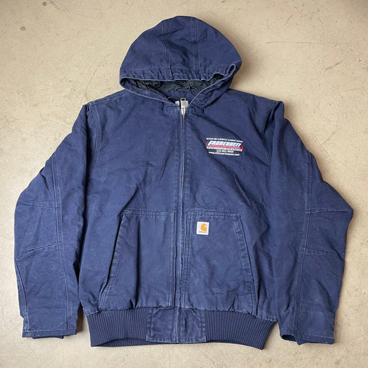 (L) Carhartt Hooded Active Jacket Workwear Navy dunkelblau