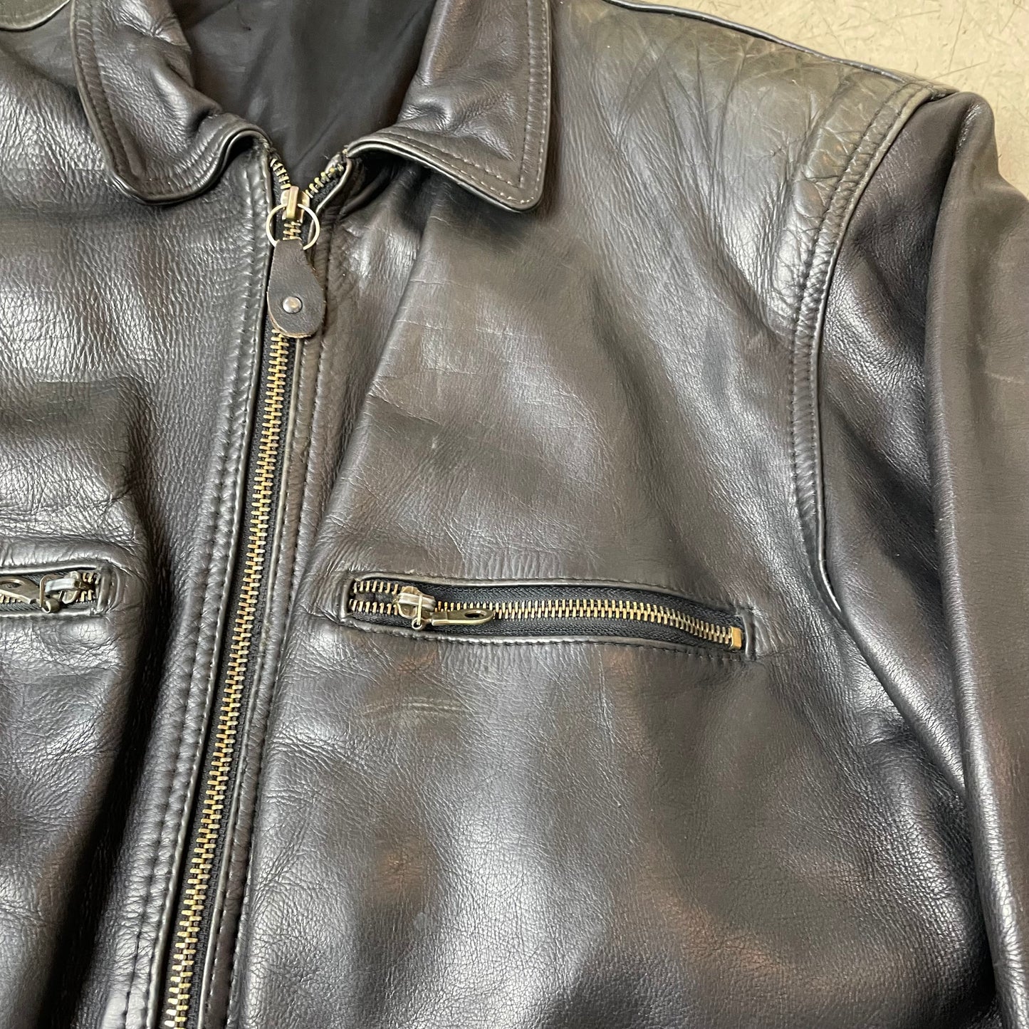(L) Vintage Bomber Lederjacke faded black