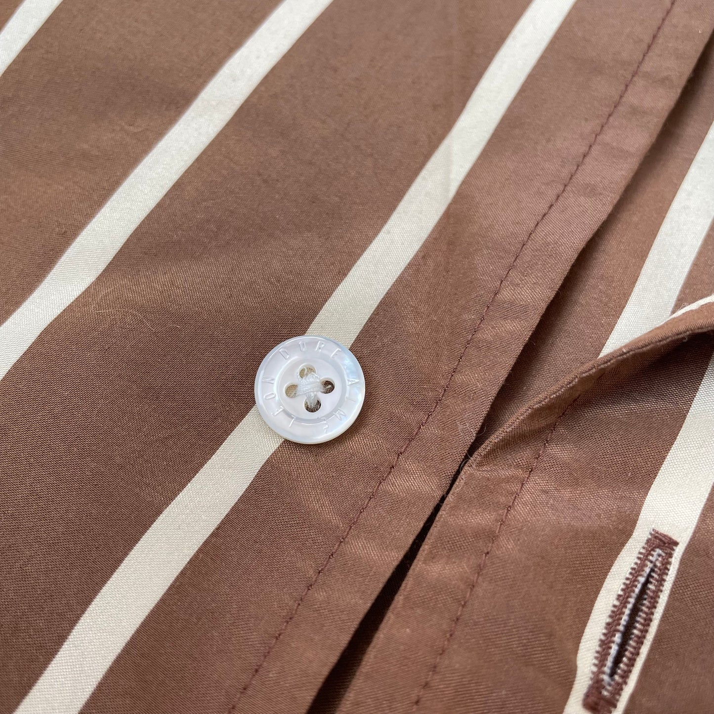 (L) Aime Leon Dore Kurzarm Hemd Shirt gestreift braun weiß