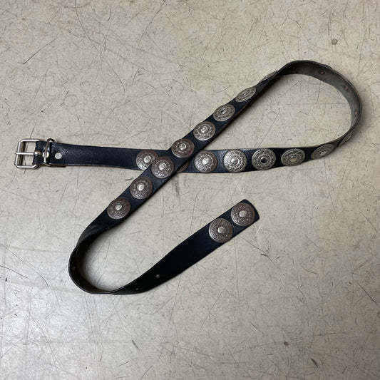 Western Metall Patch Leather Belt Ledergürtel schwarz