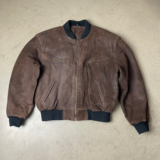 (L) Vintage Leder Bomberjacke Jacke braun