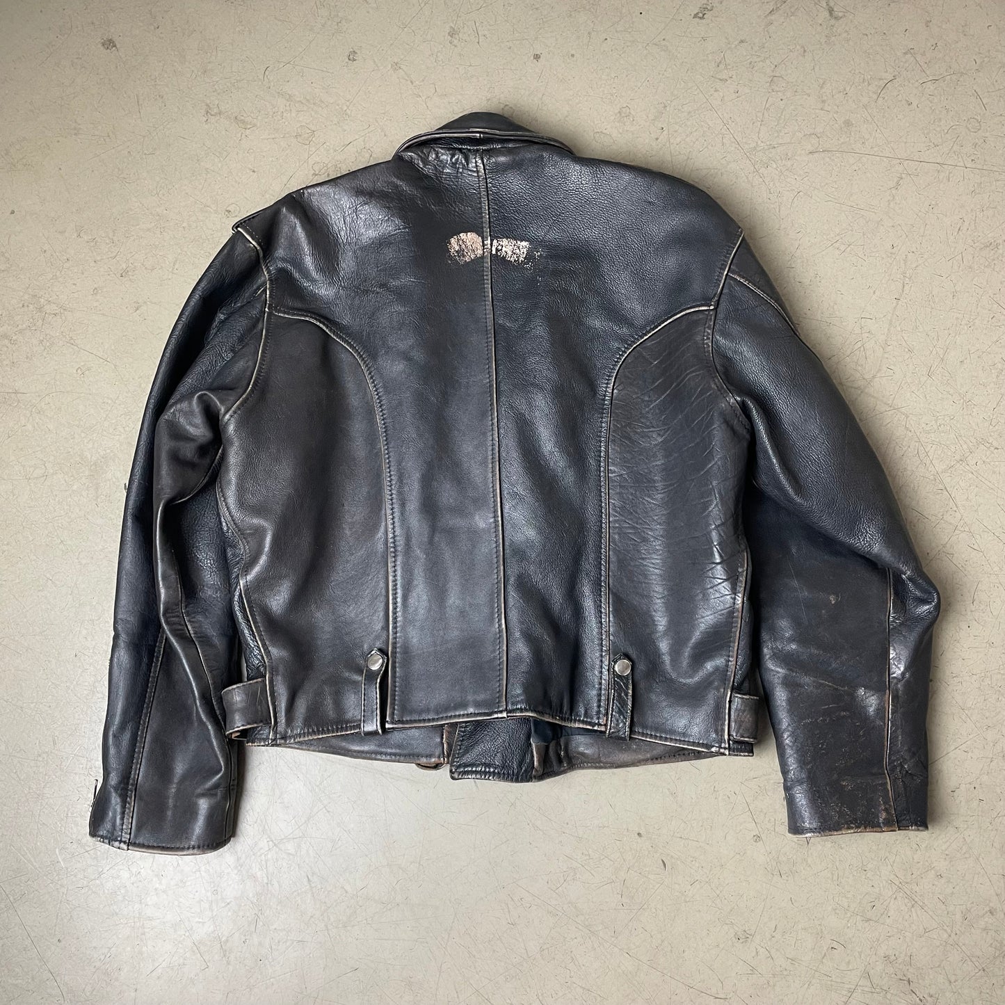 (M) Vintage Biker Lederjacke schwarz
