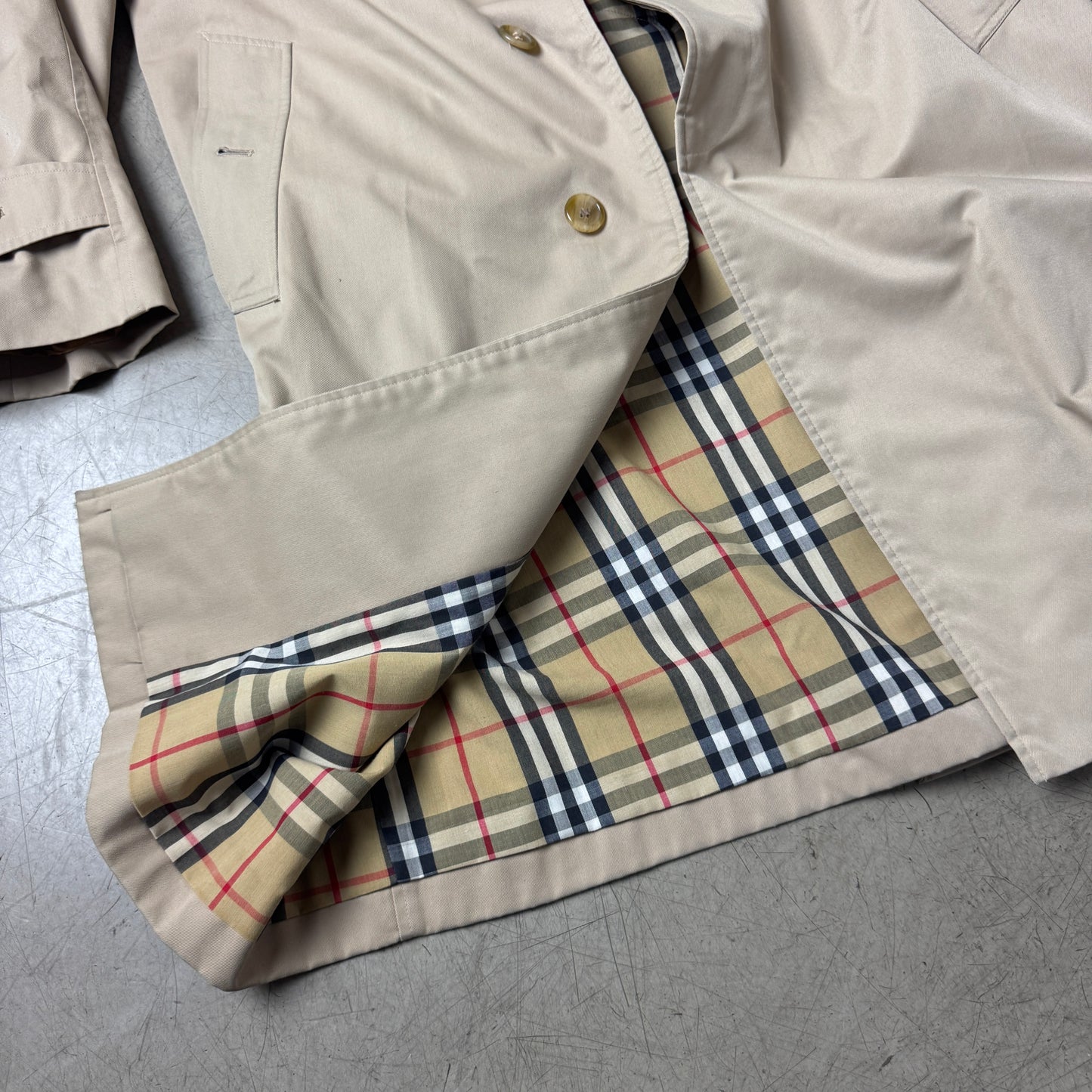 (L) Vintage Burberry Trench Coat Mantel beige creme