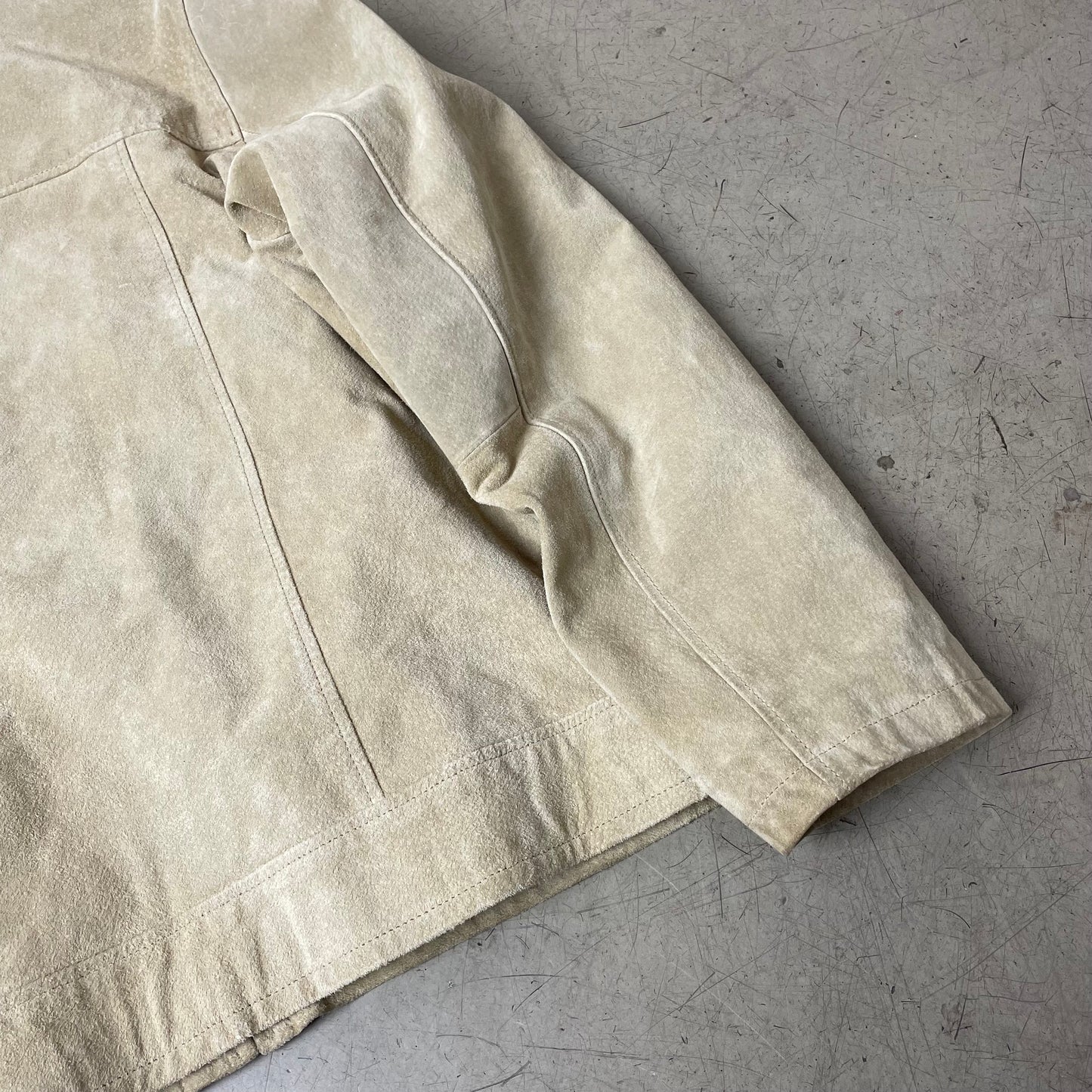 (M) Lederjacke creme beige hüftlang Kragen