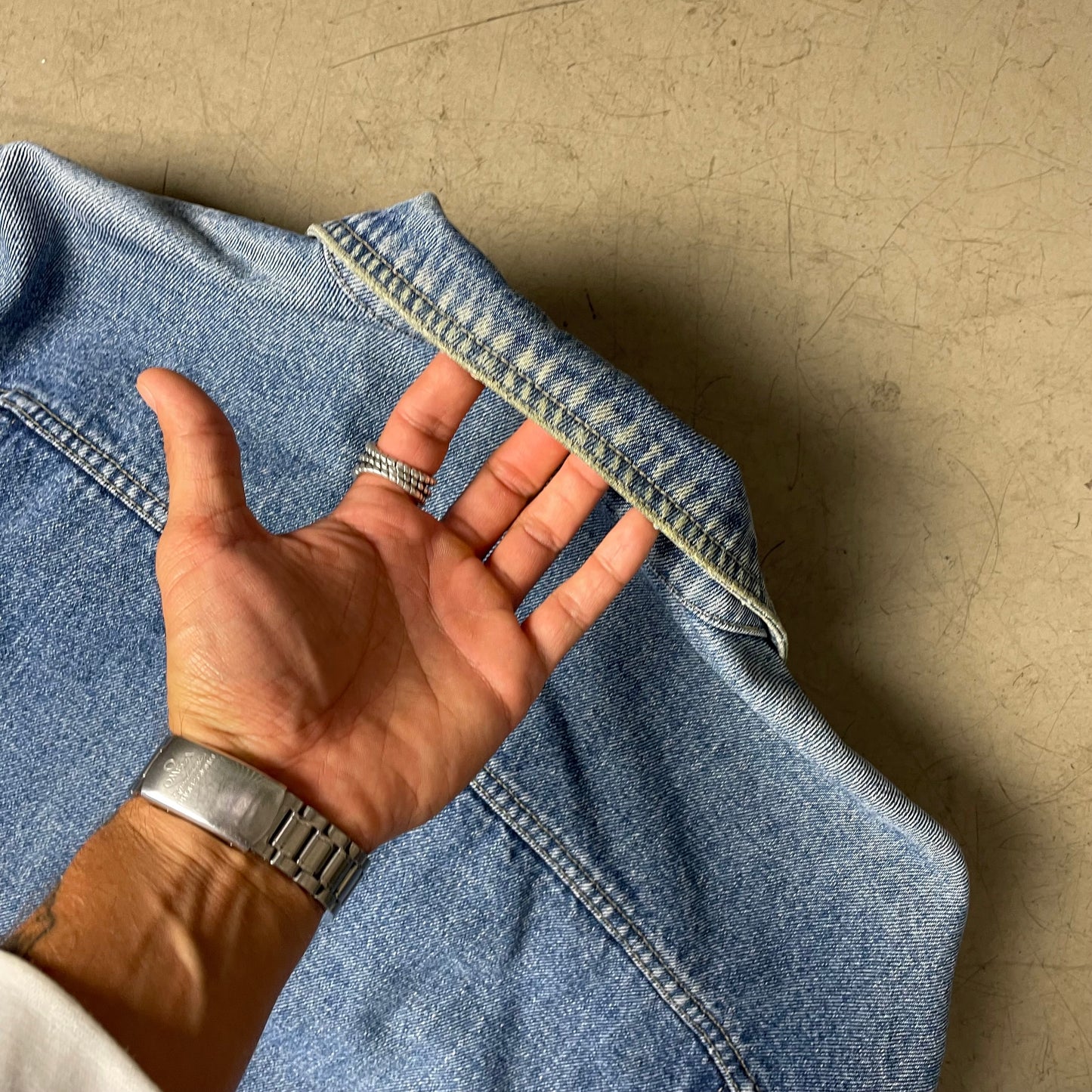 (XXL) Vintage Jeansjacke Michelin Patch blau