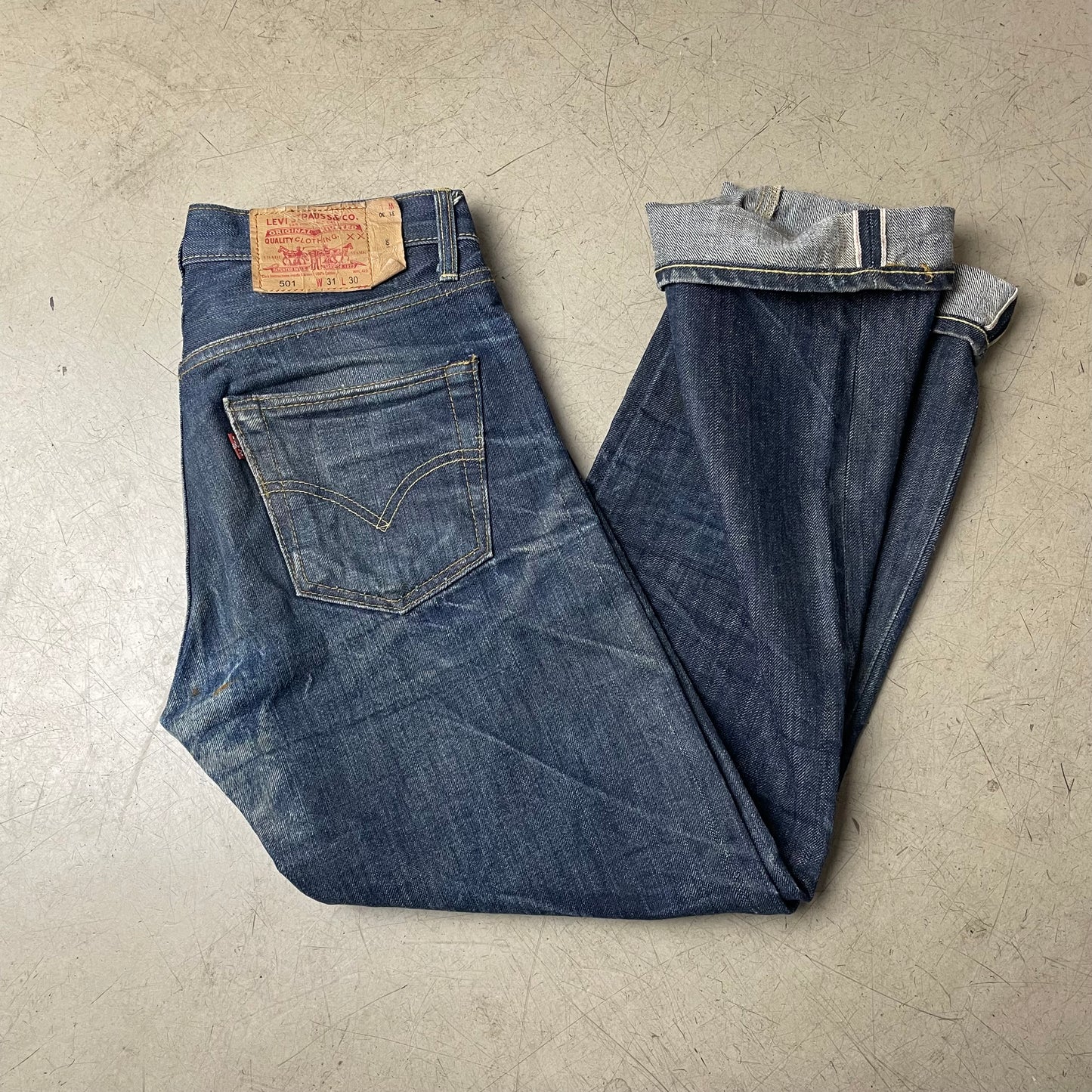 (M) Vintage 1993 Levi’s Big E Selvedge Selvage Jeanshose faded Blue W31/L30