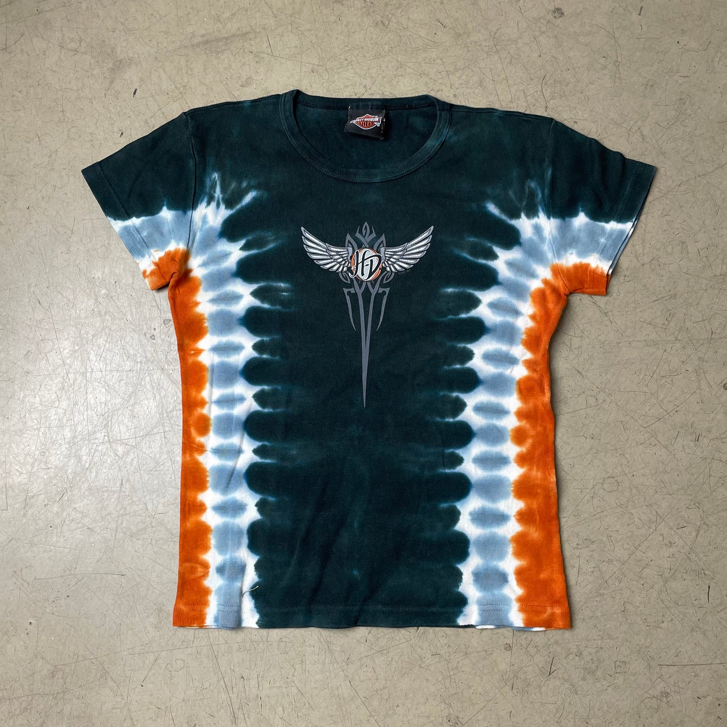 (M) 2000s Harley Davidson Tie Dye Tshirt Wmn blau orange Chicago