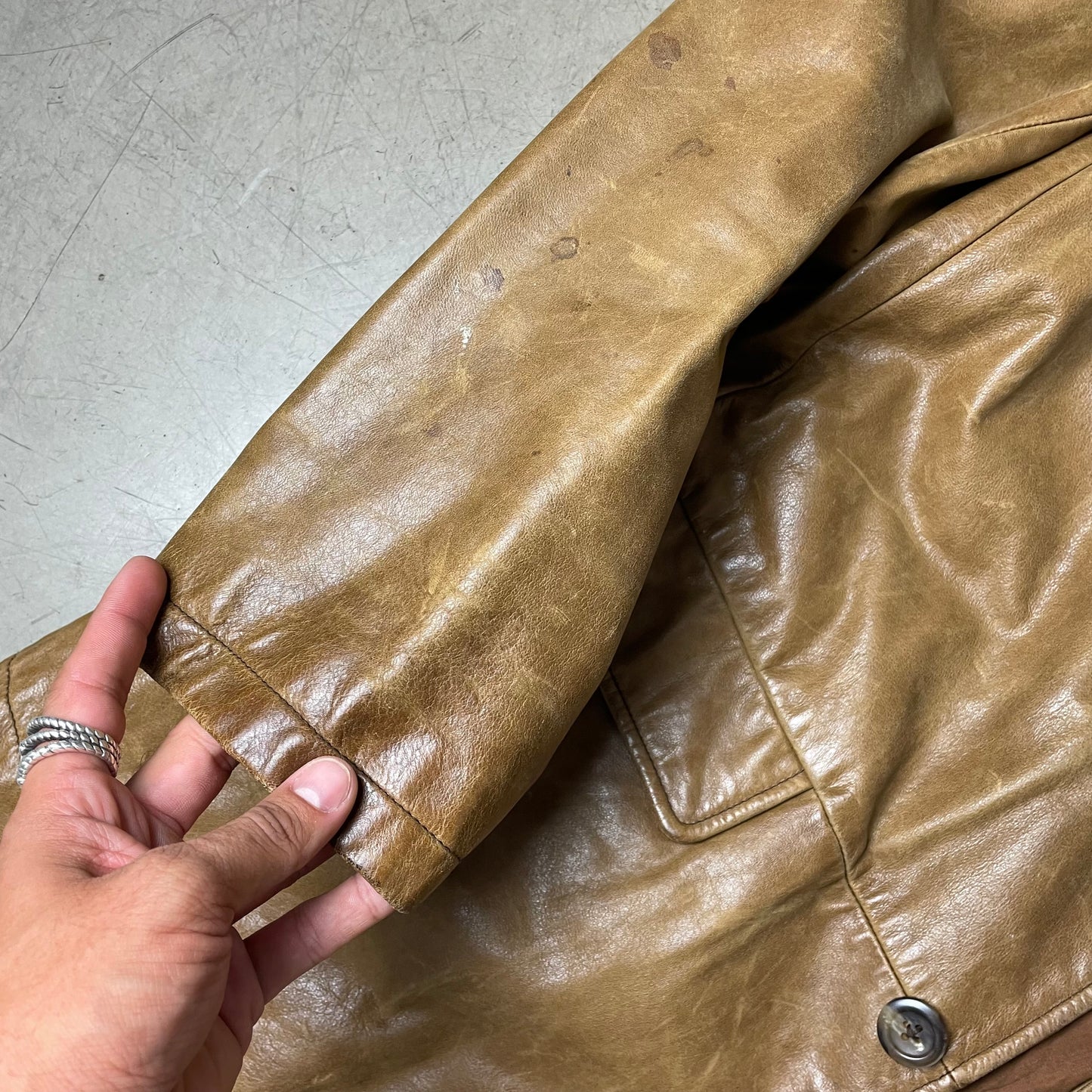 (L) Gap Leder Mantel camel braun