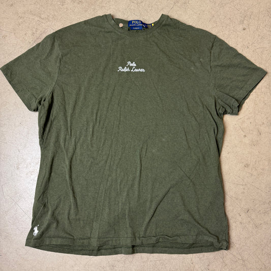 (L) Polo Ralph Lauren Tshirt Chain Stitch Olivgrün weiß Herren