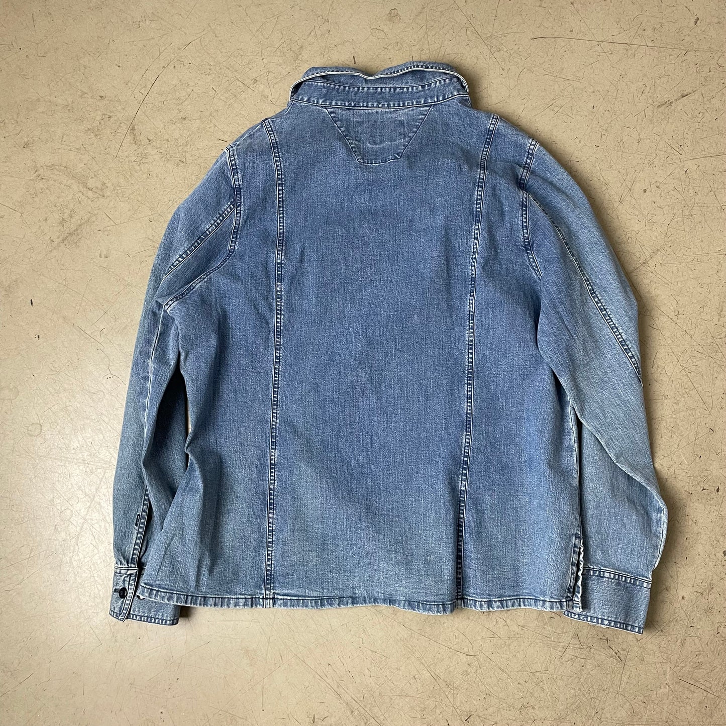 (L) WMN 1990s Harley Davidson Denim Hemd Jeans Shirt blau