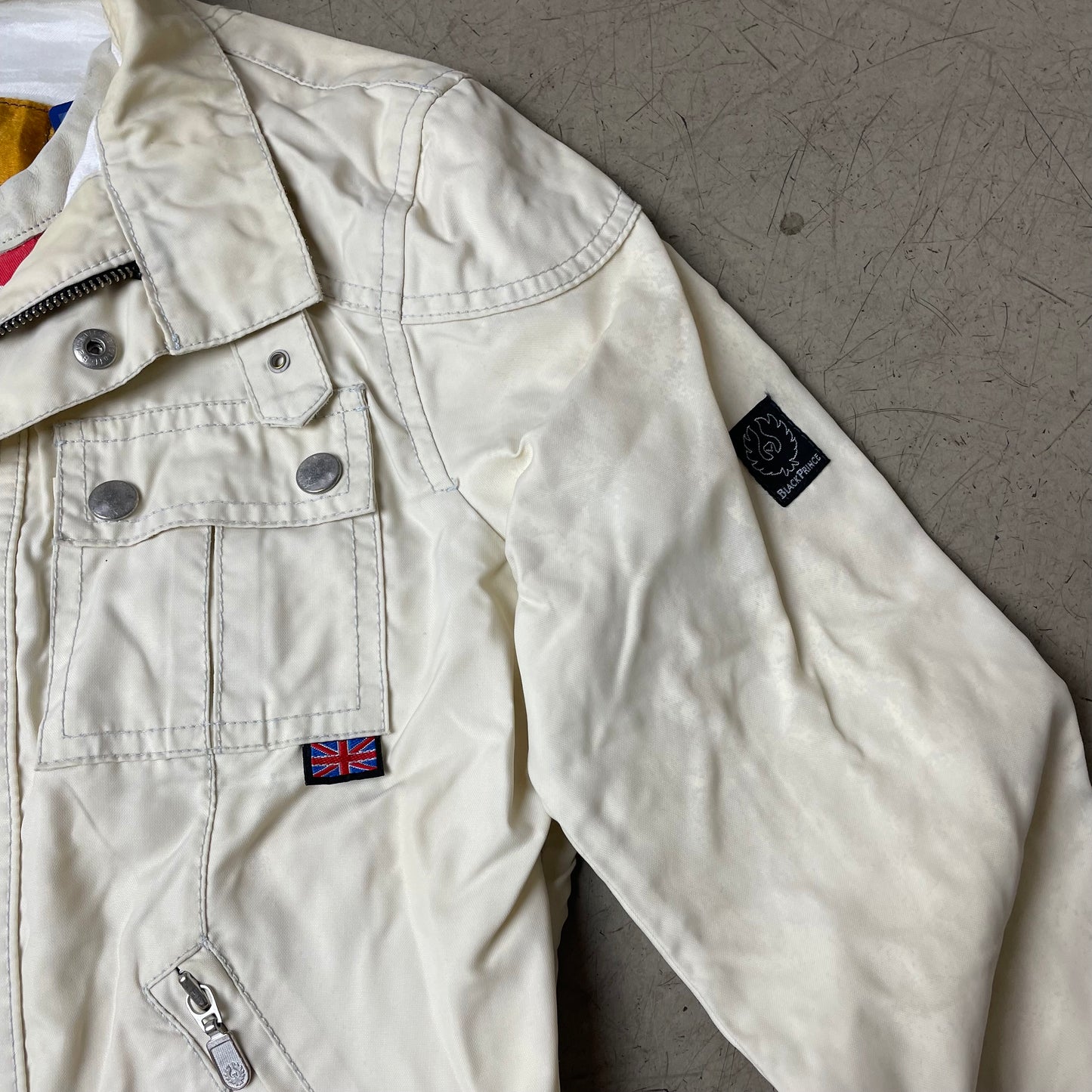 (M) Vintage Belstaff Black Prince Jacke beige Creme sz 42