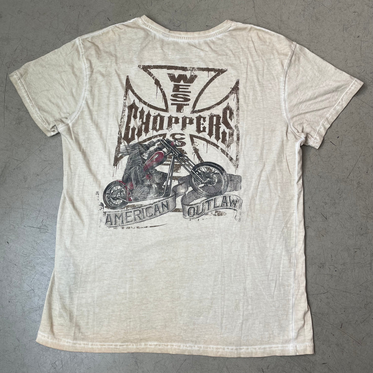 (L) Choppers Tshirt Biker beige Creme