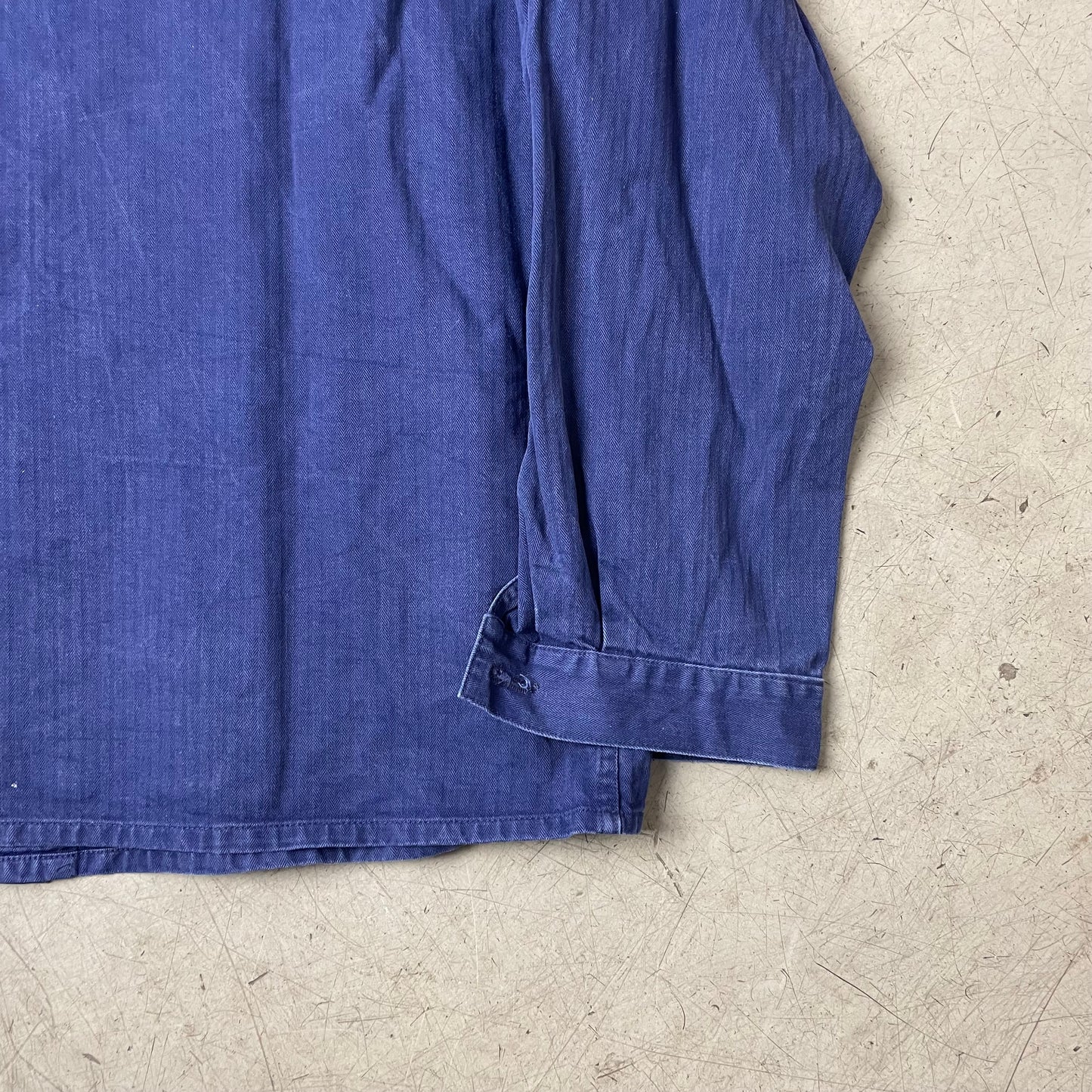 (L) Vintage French Work Shirt Hemd faded blau