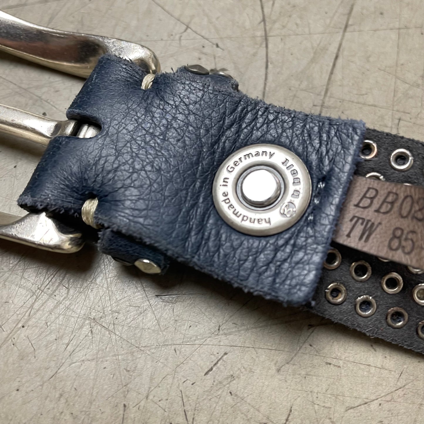Studded Leather Belt Ledergürtel grau Nieten