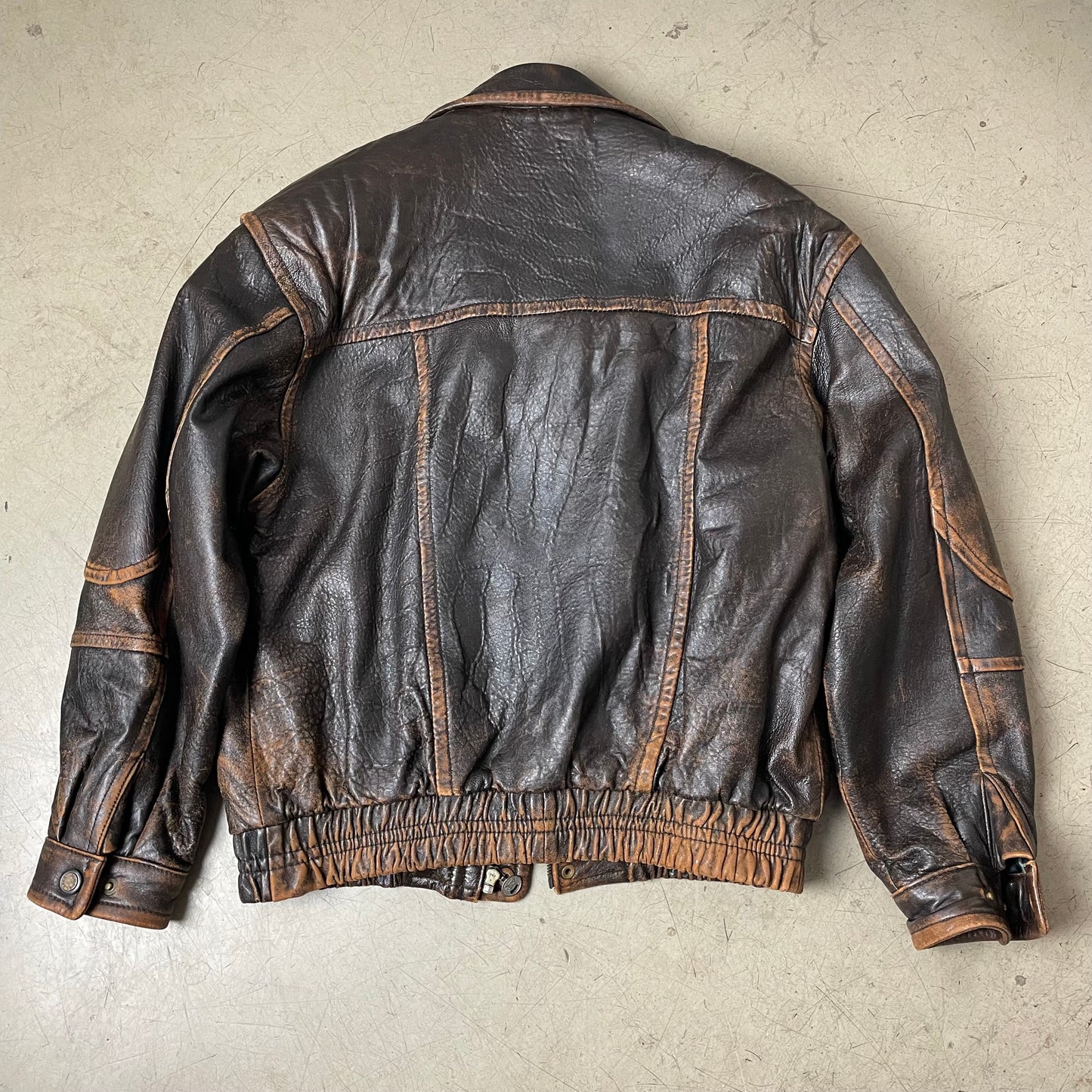 (M-L) Faded braun Leder Bomberjacke Pilotenjacke