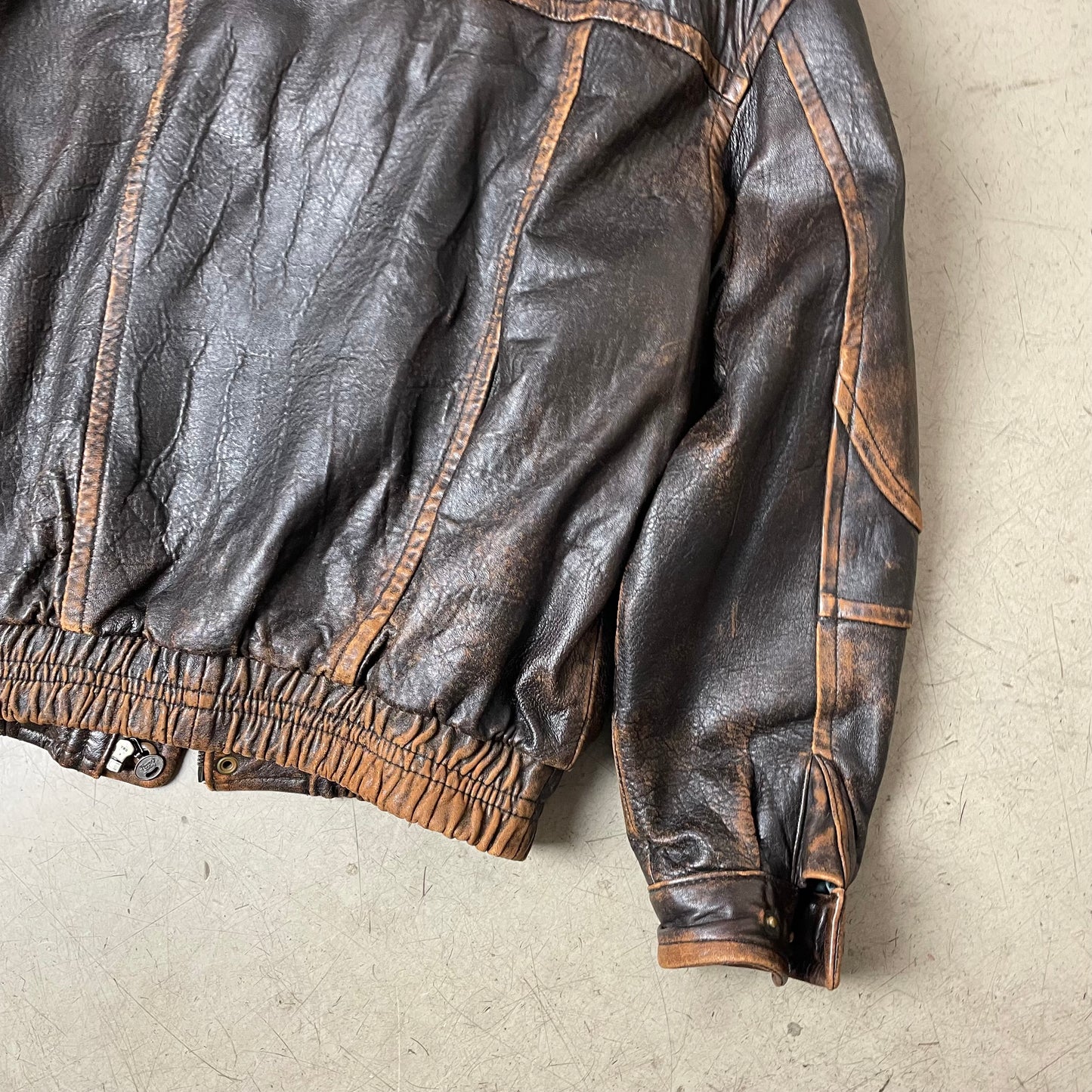 (M-L) Faded braun Leder Bomberjacke Pilotenjacke
